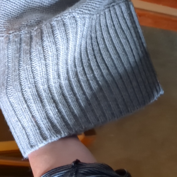 ROOTS* vintage cable knit 2/3n wide sleeve zip front lambswool cardigan sweater - Picture 6 of 13